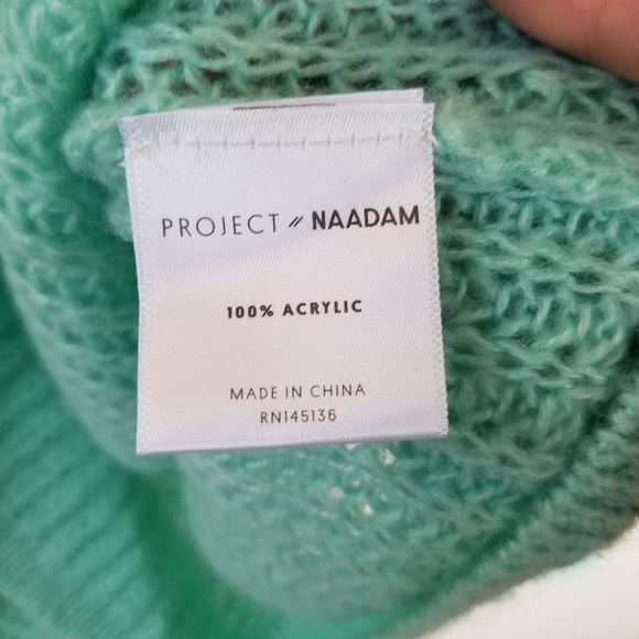 PROJECT NAADAM Mint Green Open Knit Tie Bell Sleeve Sweater Size M - Picture 5 of 9